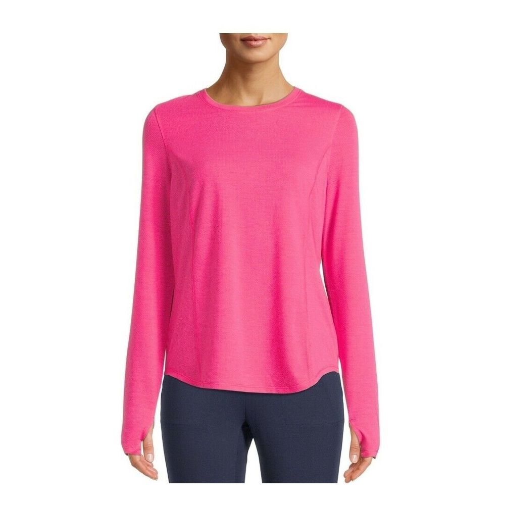Avia Womens Performance Long Sleeve T-Shirt Activewear Fuschia Size XS (0-2)